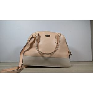 Coach Pebbled Leather Satchel Purse Beige Pink Crossbody needs cleaning